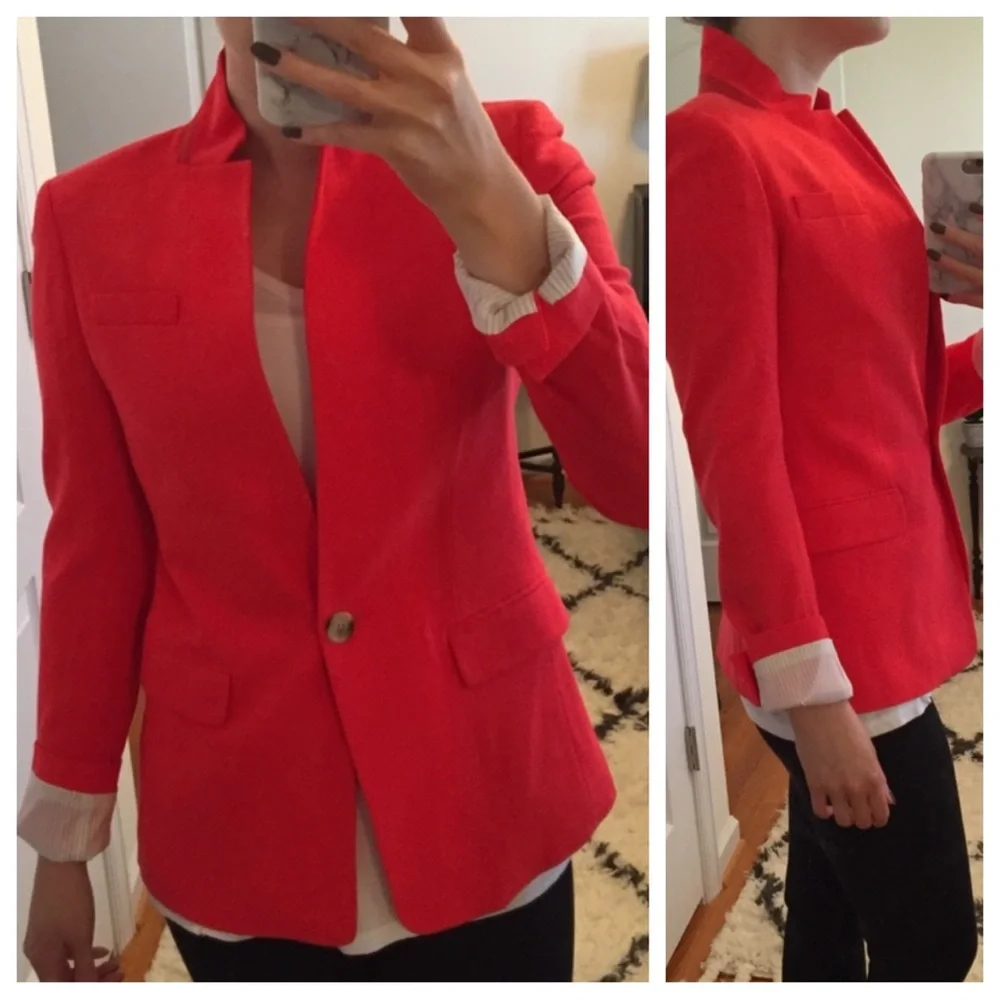 J. Crew Regent Wool Single Breasted Button Red Suit Jacket Blazer Coat 2 2T TALL